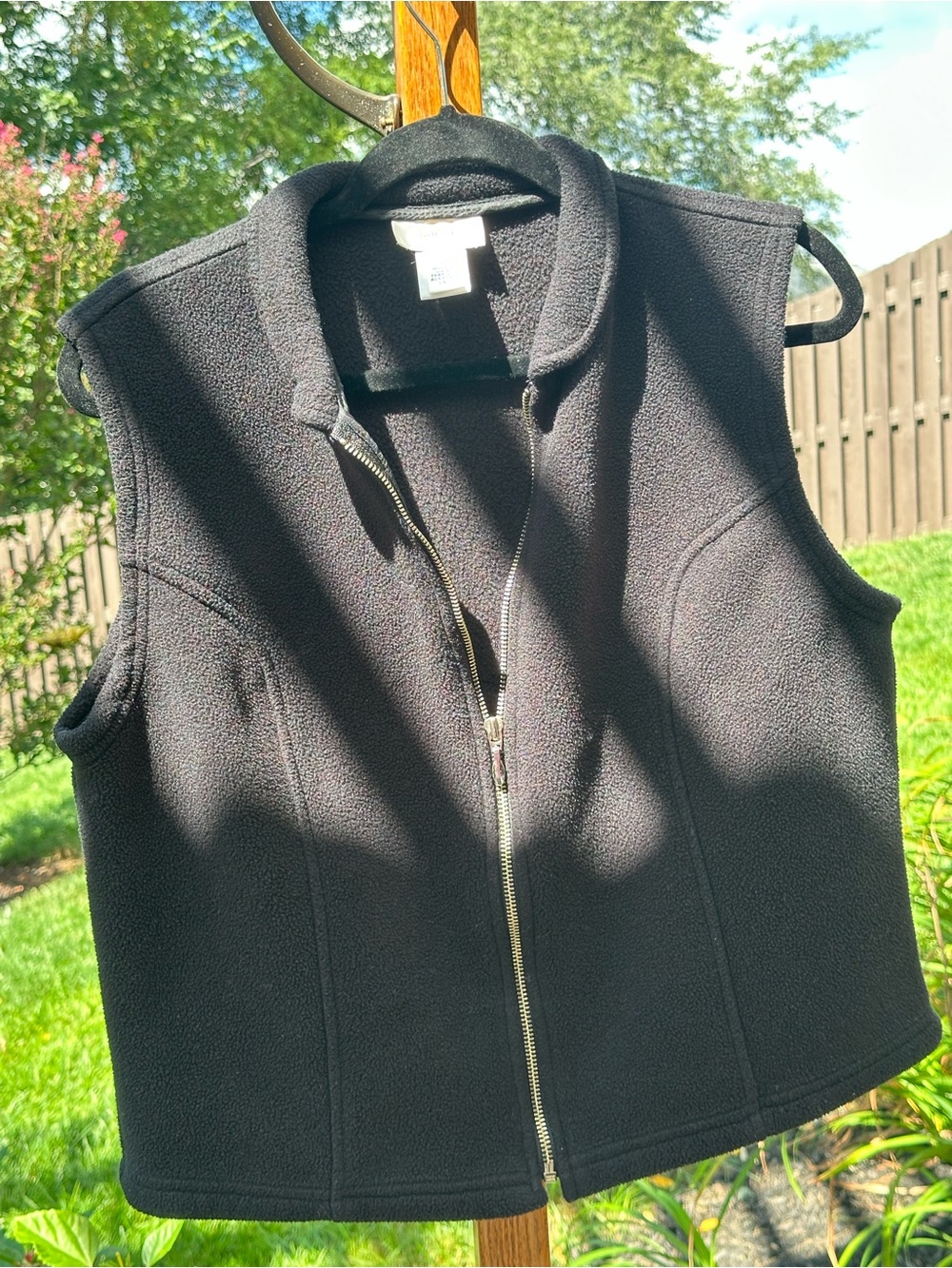 Talbots Black Fleece Zip Front Vest Size Small Made in USA